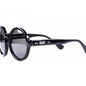 DKNY Black Round Frame Sunglasses with Gray Lenses